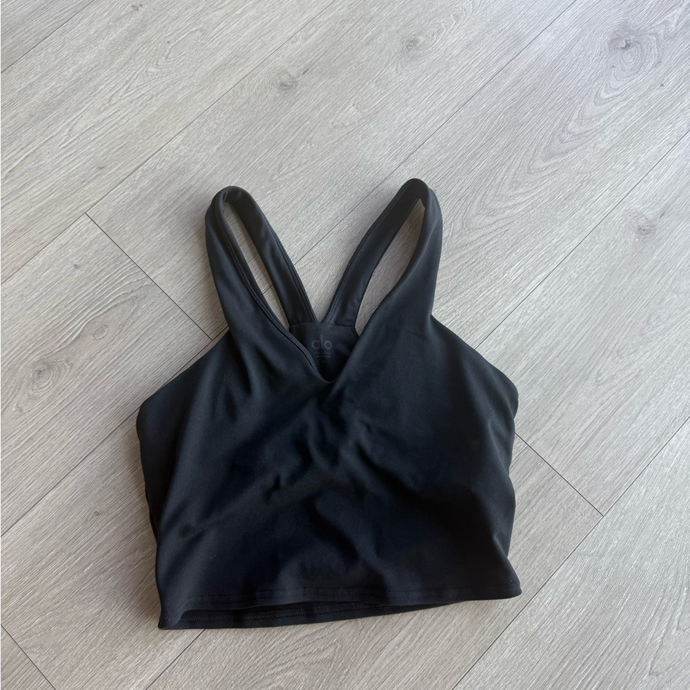 ALO Yoga Black Deep V Crop Top